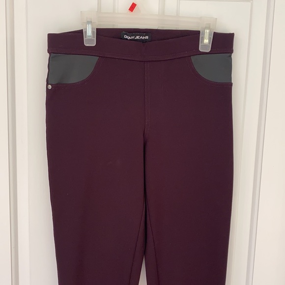 DKNY Slim Stretch Pull On Dark Maroon Leggings Like Jeans NWOT - Picture 9 of 13